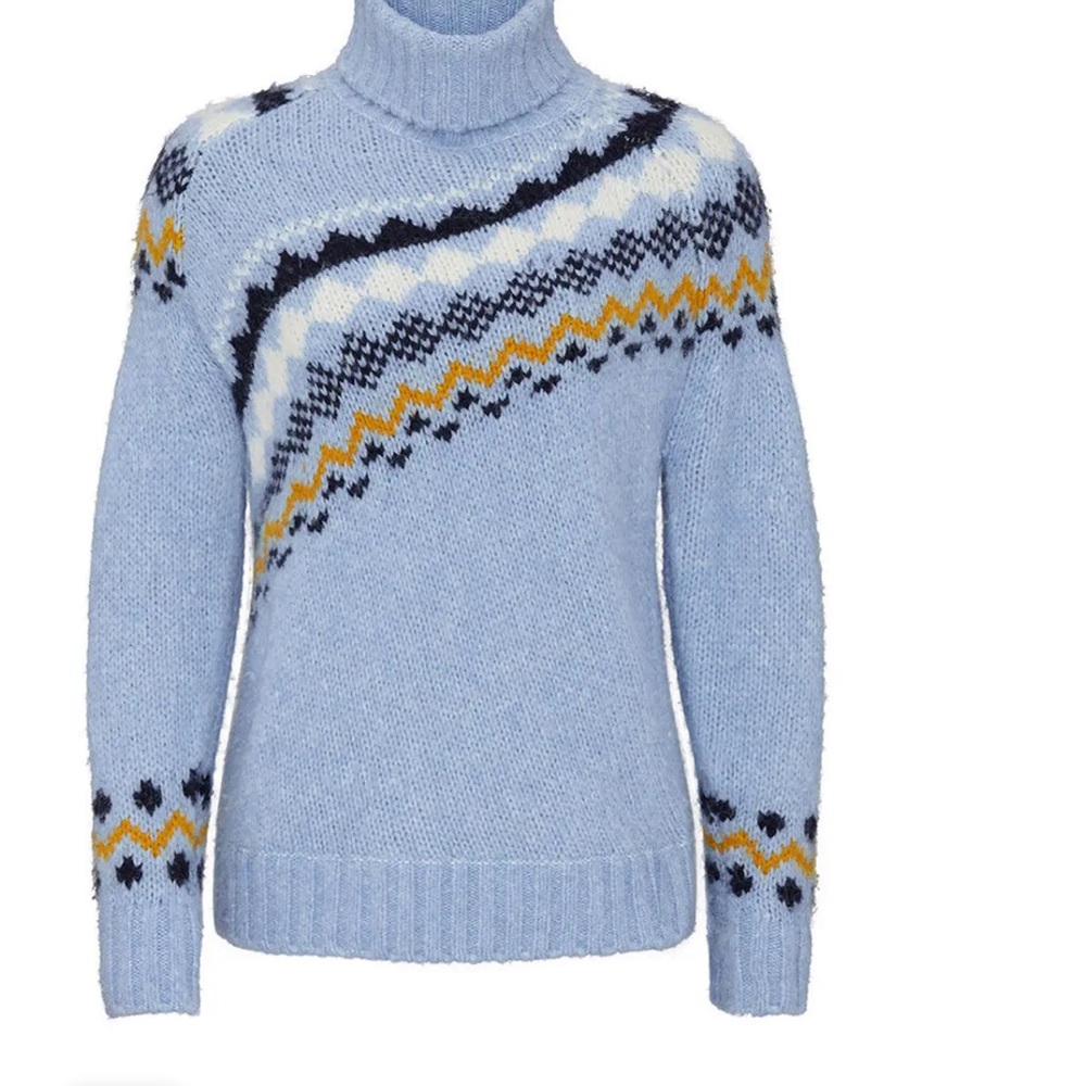 10 Crosby Derek Lam Blue Fair Isle Turtleneck Sweater